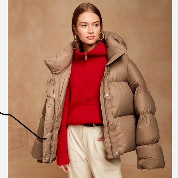 Red Cotten/Wool mix Banana Republic 1/4 zip chunky sweater - Picture 2 of 3